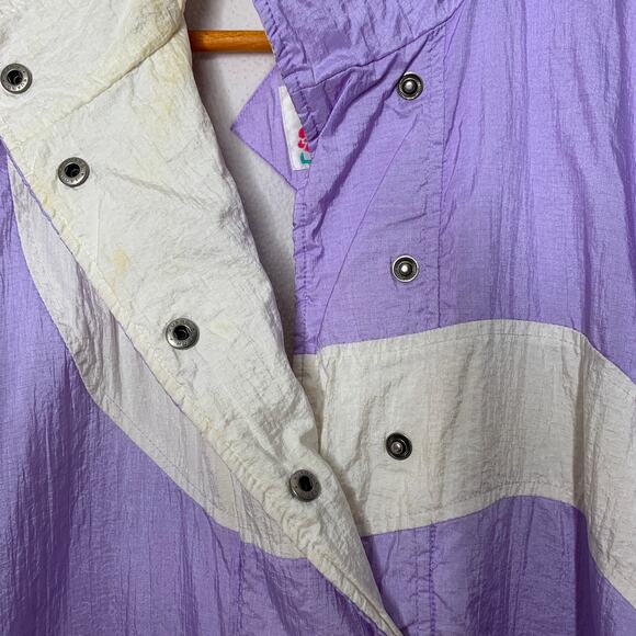 Vintage 80s Northwest Passage women's purple white windbreaker jacket SZ L - Picture 11 of 16